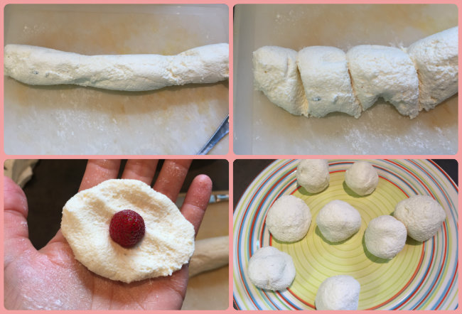 Quarkklößchen mit Grieß und Obst Quarkklößchen mit Grieß und Obst