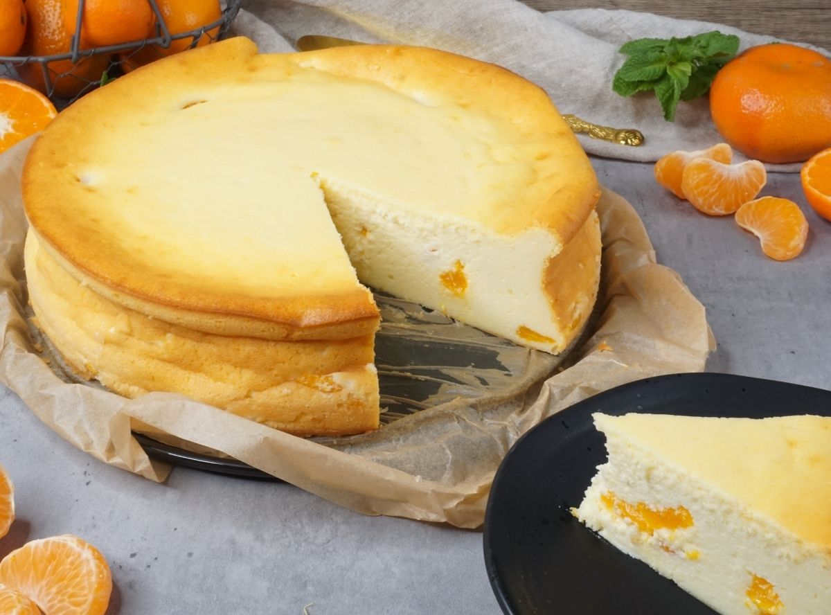 Quarkkuchen ohne Boden mit Mandarinen