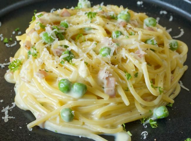 Spaghetti mit Schinken-Sahne-Soße