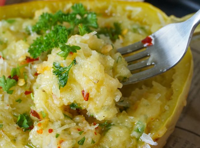 Spaghettikürbis mit Parmesan