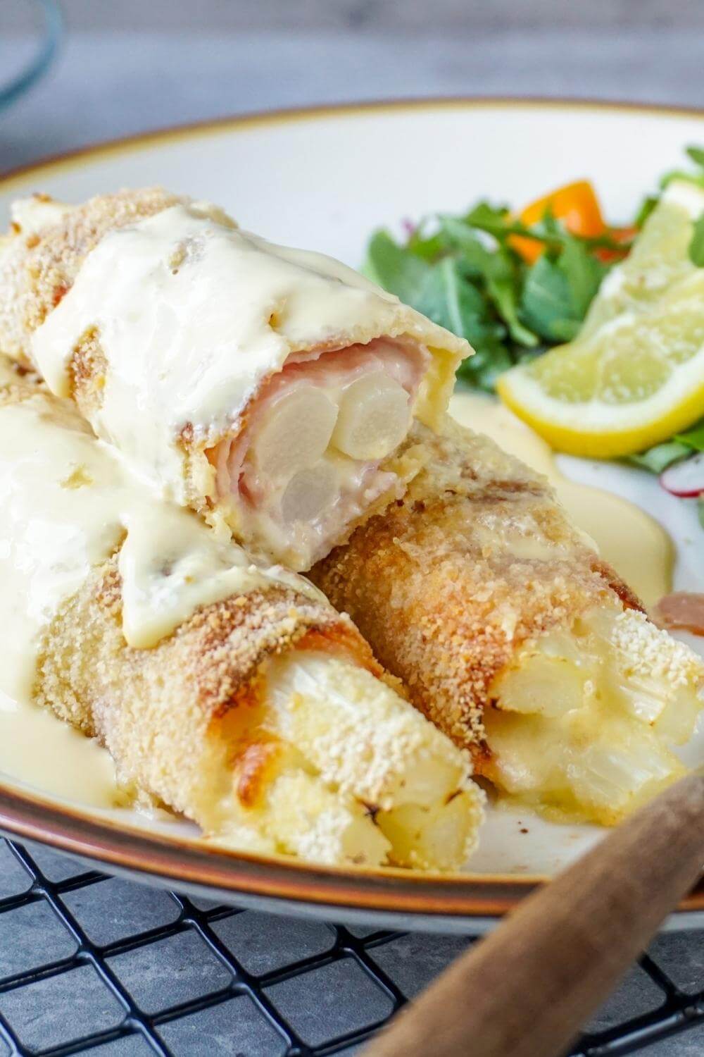 Spargel Cordon Bleu aus der Heißluftfritteuse