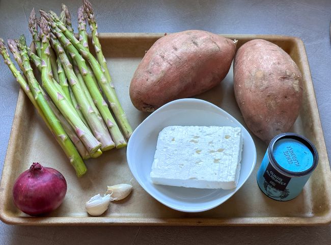 Spargel Süßkartoffel Blech