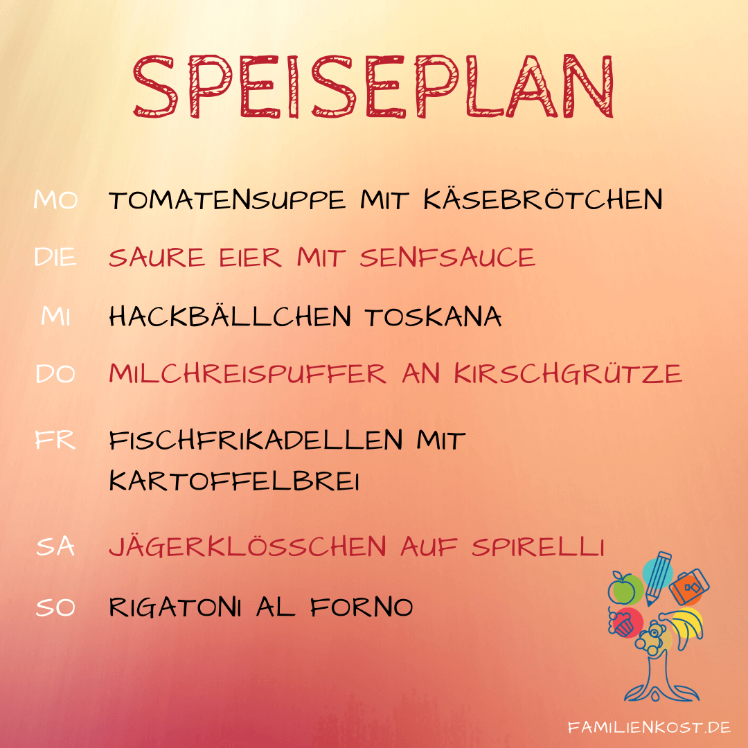 Wochenplan für die Familie mit Kind Wochenplan für die Familie mit Kind