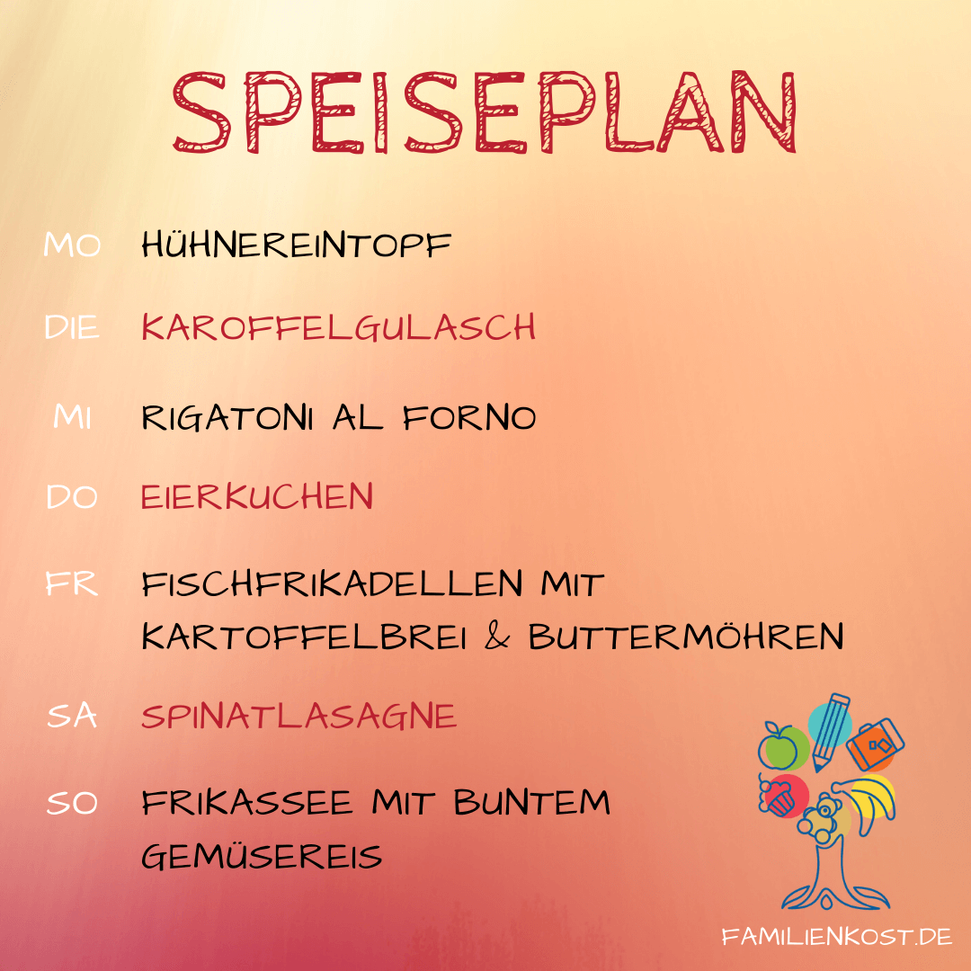 Wochenplan für die Familie mit Kind Wochenplan für die Familie mit Kind