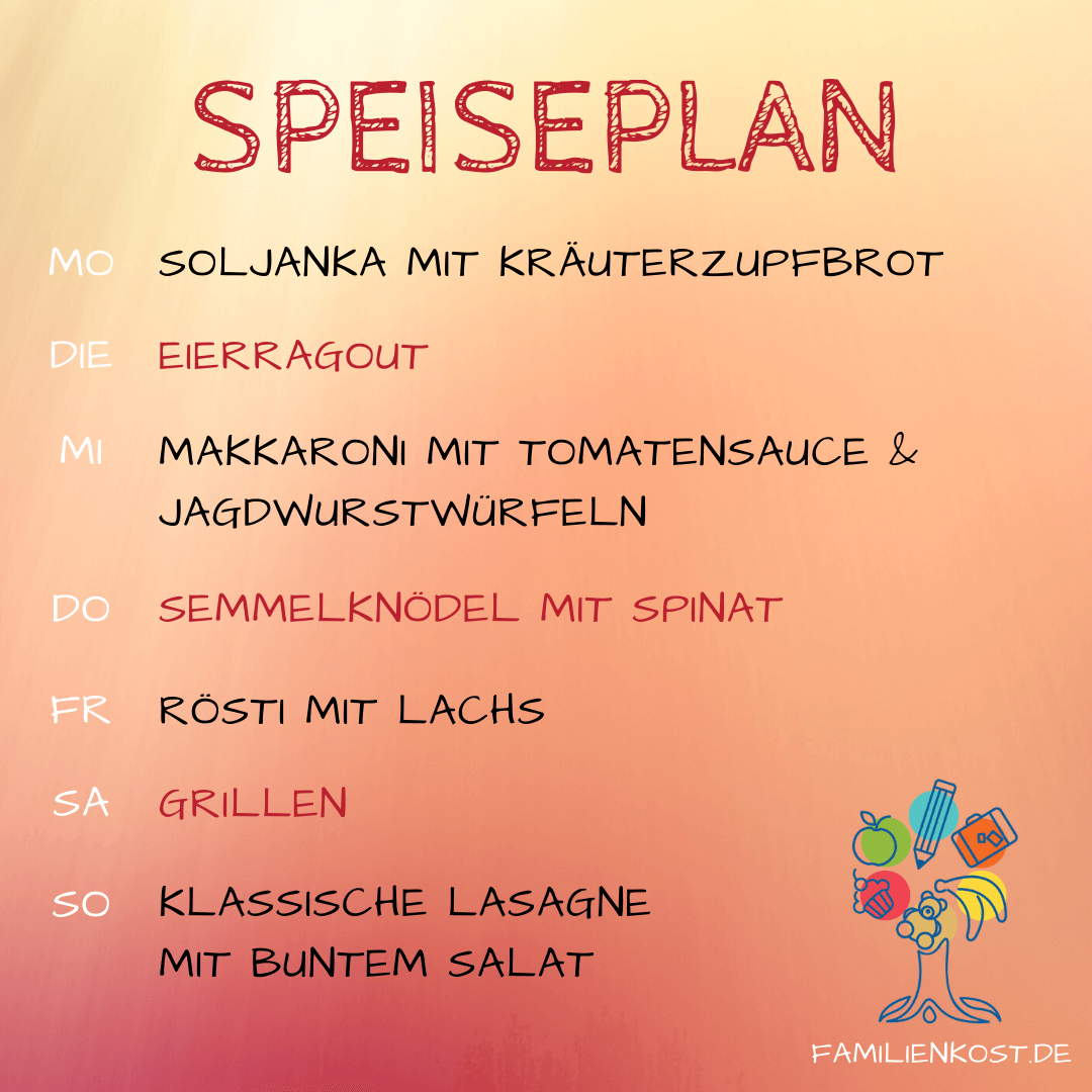 Wochenplan für die Familie mit Kind Wochenplan für die Familie mit Kind