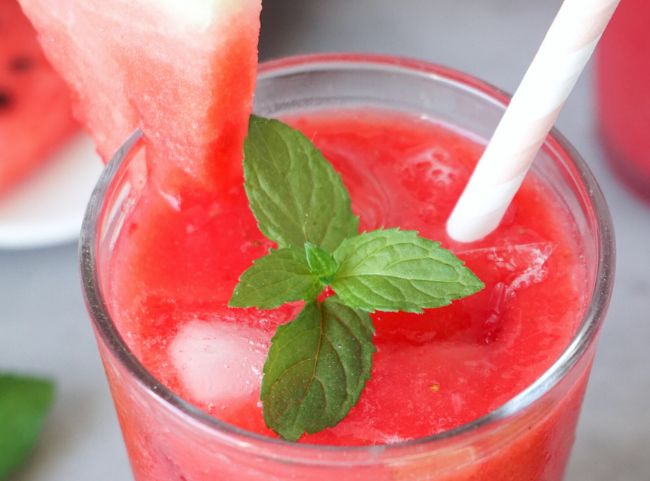 Wassermelonen Slush mit Erdbeeren