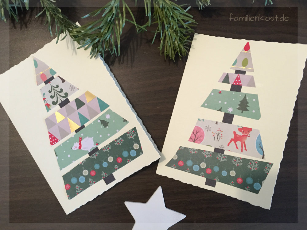 Weihnachtskarte mit Motivpapier basteln