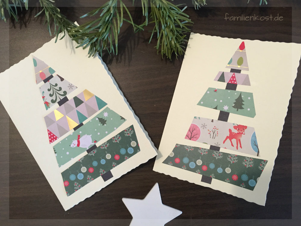 Weihnachtskarte mit Motivpapier basteln Weihnachtskarte mit Motivpapier basteln