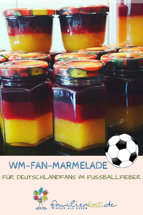 WM-EM Fussball Marmelade in schwarz-rot-gold WM-EM Fussball Marmelade in schwarz-rot-gold
