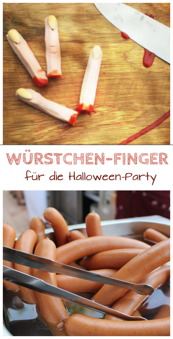 Blutige Würstchen-Finger für die Halloween-Party Blutige Würstchen-Finger für die Halloween-Party