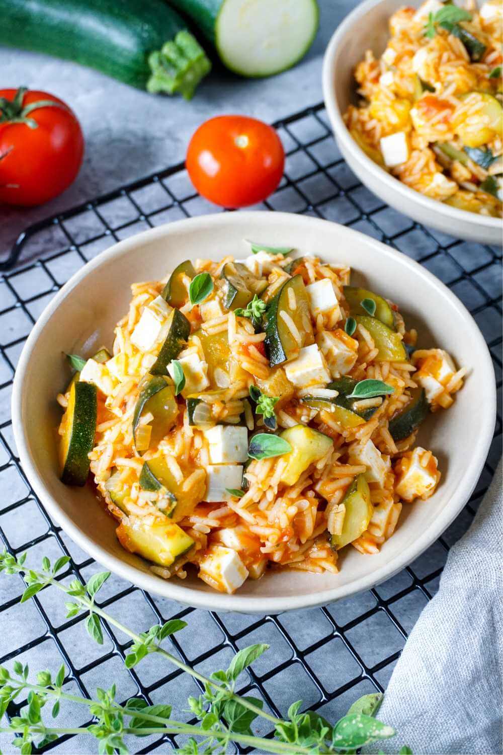 Zucchini-Reis-Pfanne mit Feta