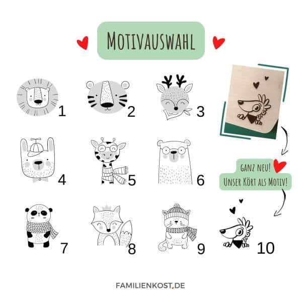 Personalisiertes Frühstücksbrettchen aus Holz - Motive