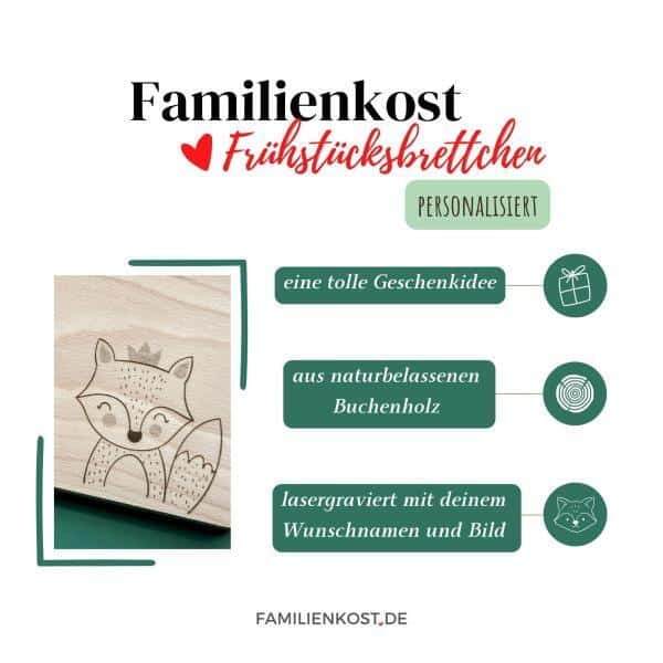 Personalisiertes Frühstücksbrettchen aus Holz - Info