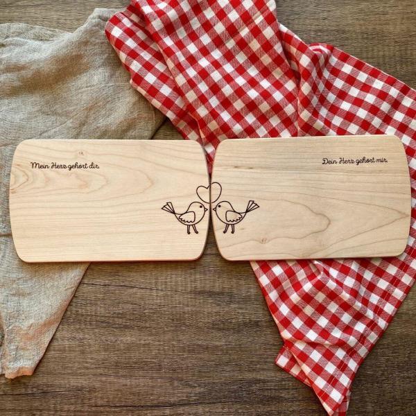 Holzbrettchen für zwei - Hochzeit Geschenk