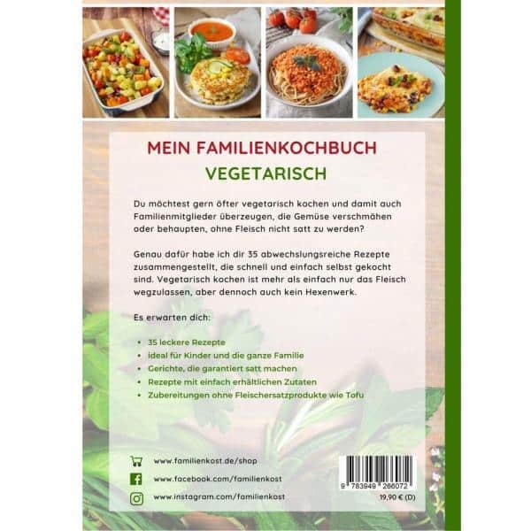 Mein Familienkochbuch - vegetarisch - Rückseite