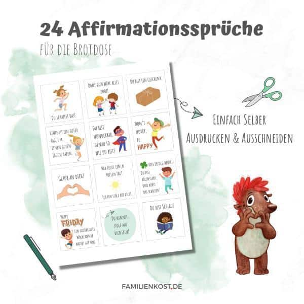 Brotbox Botschaften zum Ausdrucken -Set Affirmation