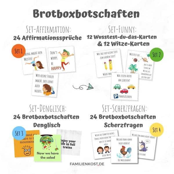 Brotbox Botschaften - die verschiedenen Sets