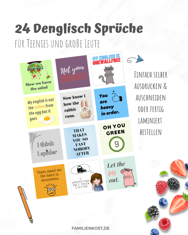 Brotbox-Botschaften für Kinder zum Ausdrucken – Set Denglisch