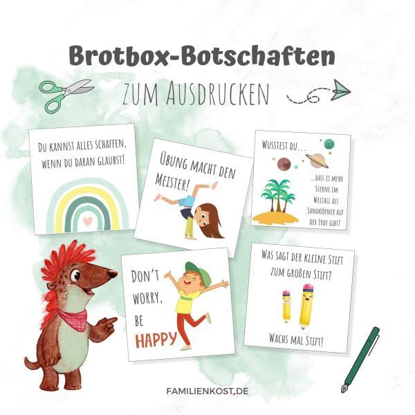 Brotbox-Botschaften zum Ausdrucken